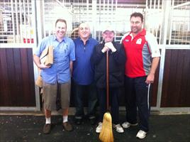 The boys at the stables with John (L to R) David Russo, George Kairouz and Terry Hill